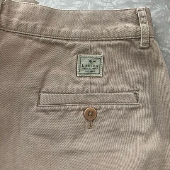 lauren jeans co ralph lauren size 8 tan high waisted shorts slat pockets preppy - Picture 3 of 11